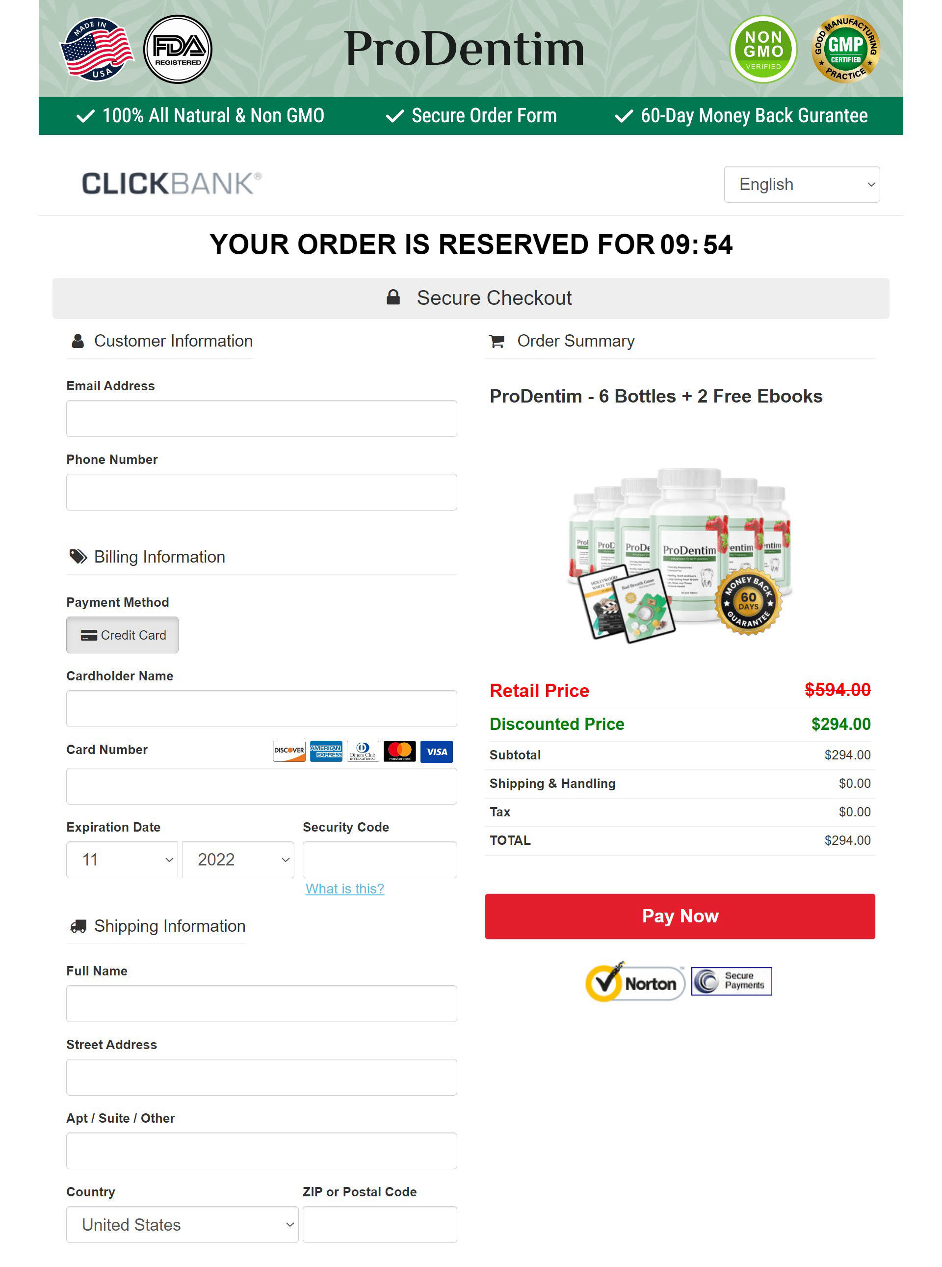 Prodentim Payment Page image
